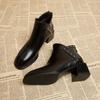 Short Shoes for Women Black Booties Leather Female Ankle Boots Elegant with Medium Heels Footwear Studded New In Hot Comfortable