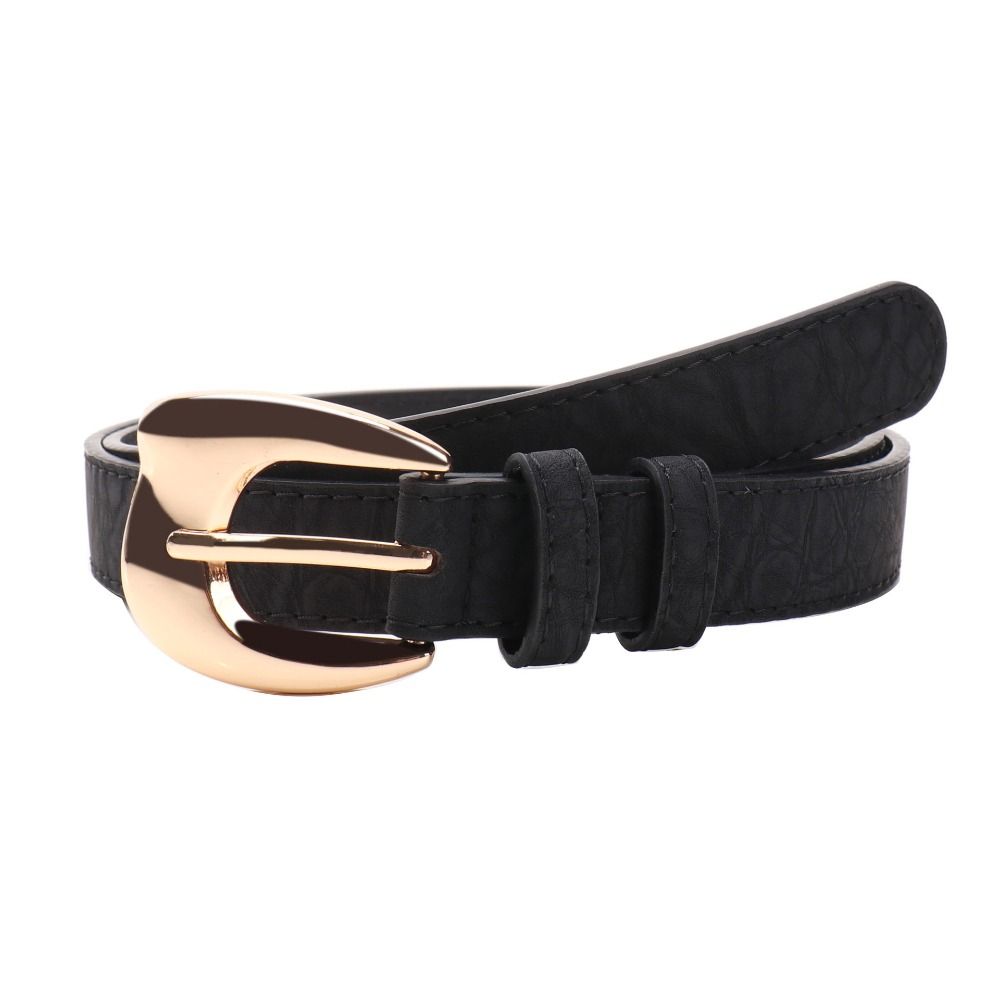 Pin Buckle Closure PU Leather Belt Minimalist Fashion Ladies Belt Slim Waist Strap For Women