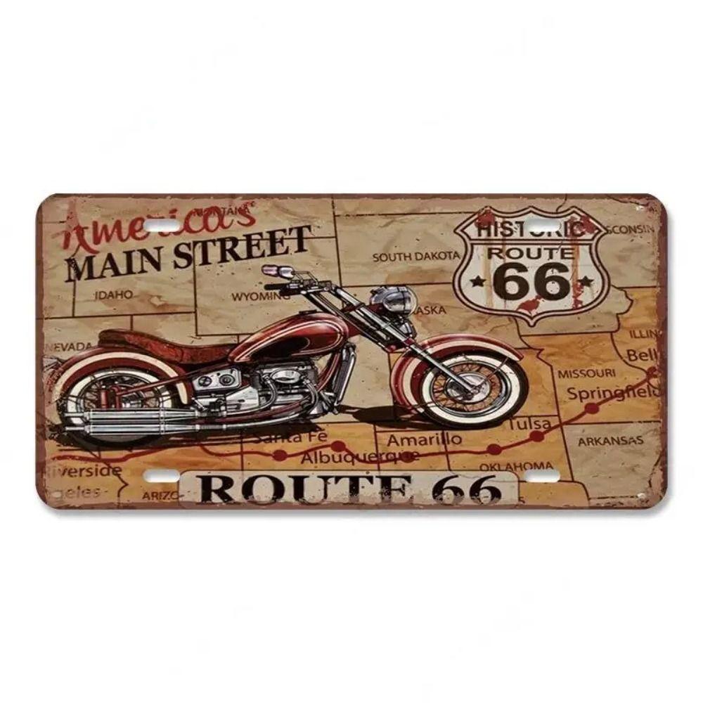 Сувенирный номерной знак Route 66, Винтажная металлическая автомобильная табличка 15x30см