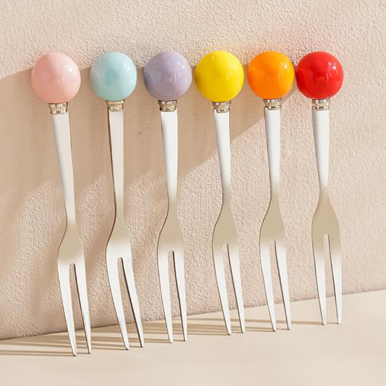 Fruit Fork Dessert Fork Set with Storage Jar Easy To Clean Stainless