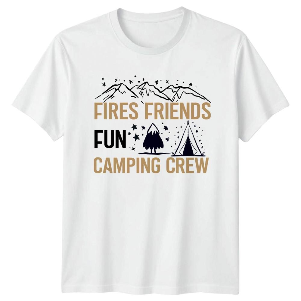 Fires Friends Fun Camping Crew TShirt Hiking Mountain Outdoors