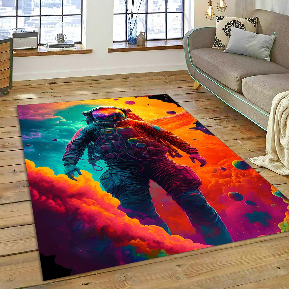 Outer Space Astronaut Universe Spaceman Cartoon Carpet Rug for Home Living Room Bedroom Sofa Doormat Decor,Kid Area Rug Non-slip