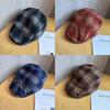 Gingham Retro Duckbill Cap Beret With Ventilation And Sun Protection Women For