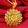 Gold Color Necklace Female Sunflower Hollow Pendant Fashion Retro Upscale Temperament.