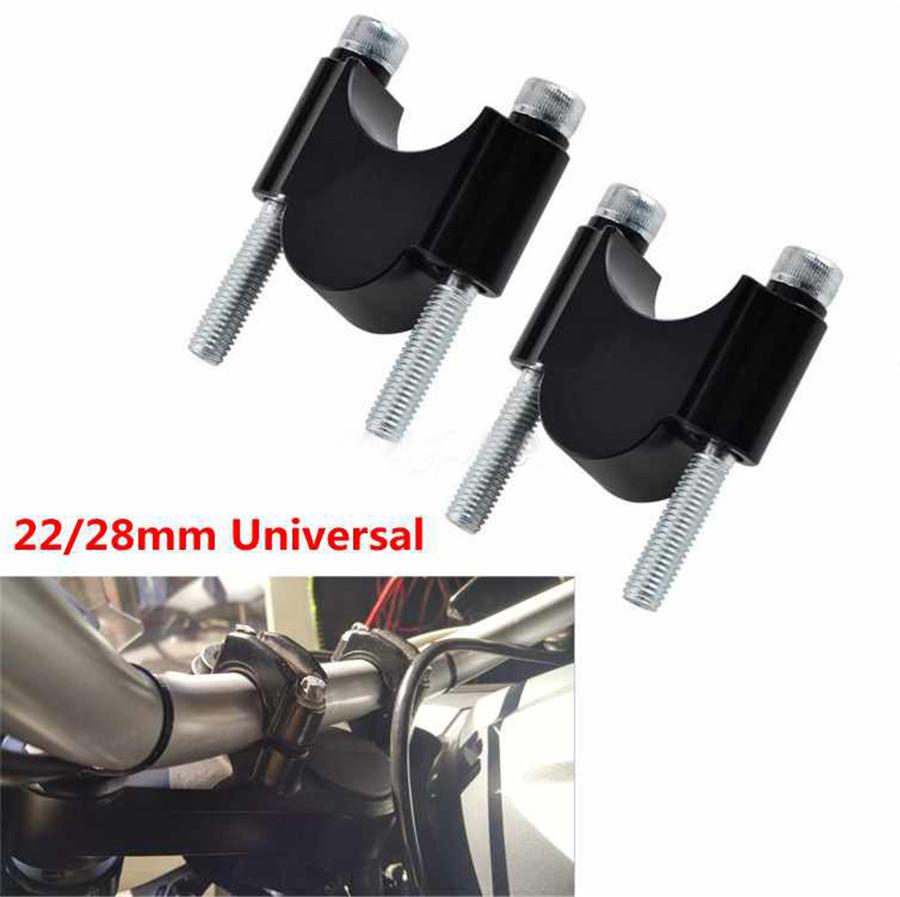 2 Pcs 28mm CNC Black Motorcycle ATV Scooter 1 1/8" Handlebar Riser Clamp Mount