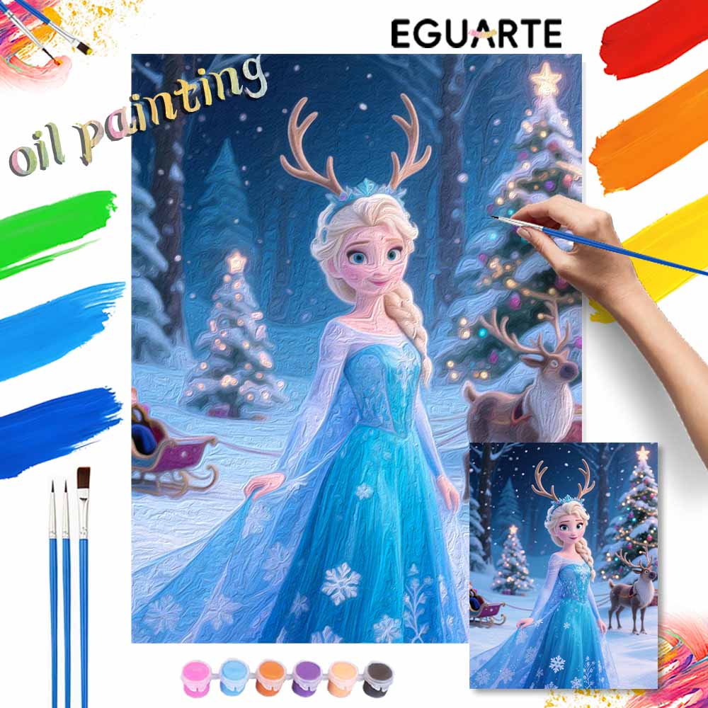 Disney Frozen snow queen oil painting hand painting art kit coloring painting handmade diy home decoration gift