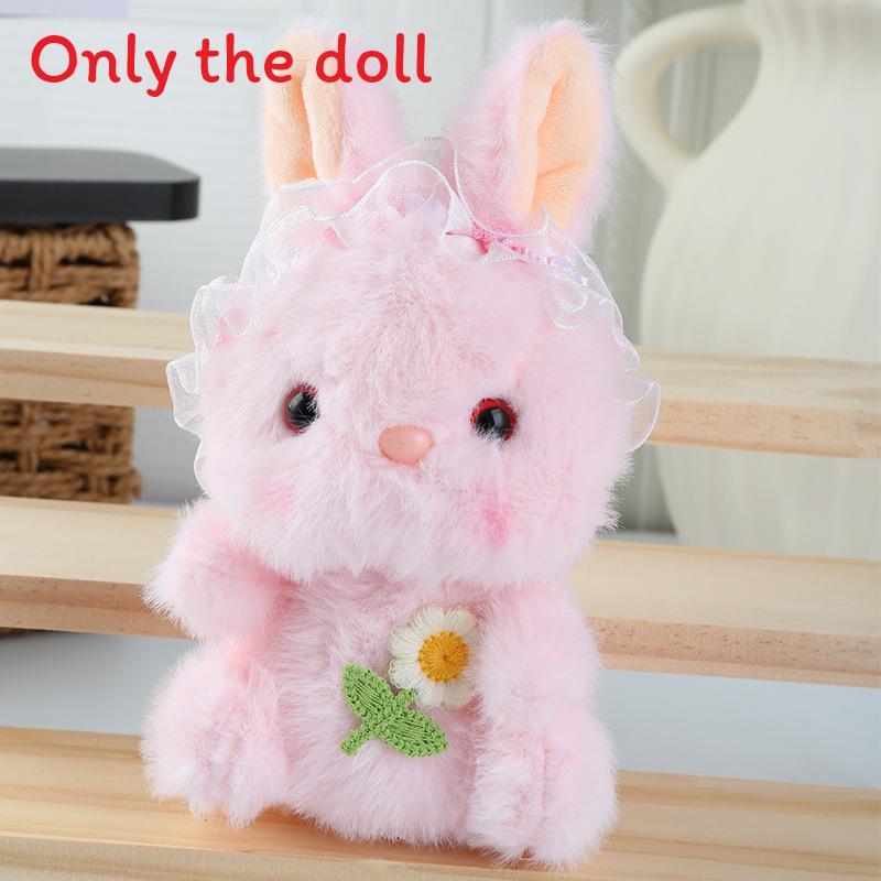 Embroidery Cute Flower Lace Headwear Cartoon Rabbit Plush Toy Pendant Kids For