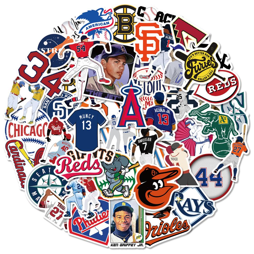 50 Pcs Baseball League Stickers Sports Logo Graffiti Stickers Laptop Cups Luggage Case Stickers