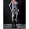 Women 3D Digital Printing Halloween Cosplay Tights Jumpsuit Adult One-piece Carnival Party Stage Show Dance Costume Outfit