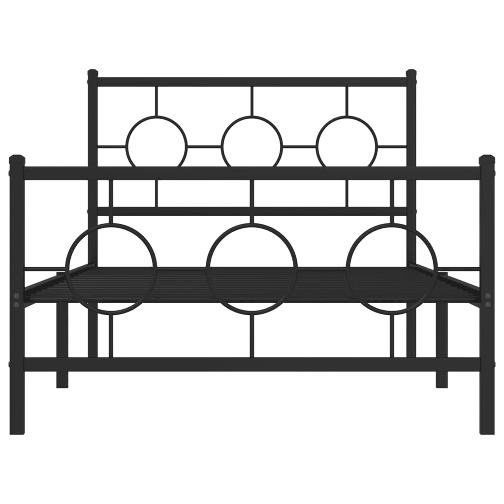 Vidaxl Металлическая Рама Кровати С Изголовьем И Изножьем, Черная, 100X190См