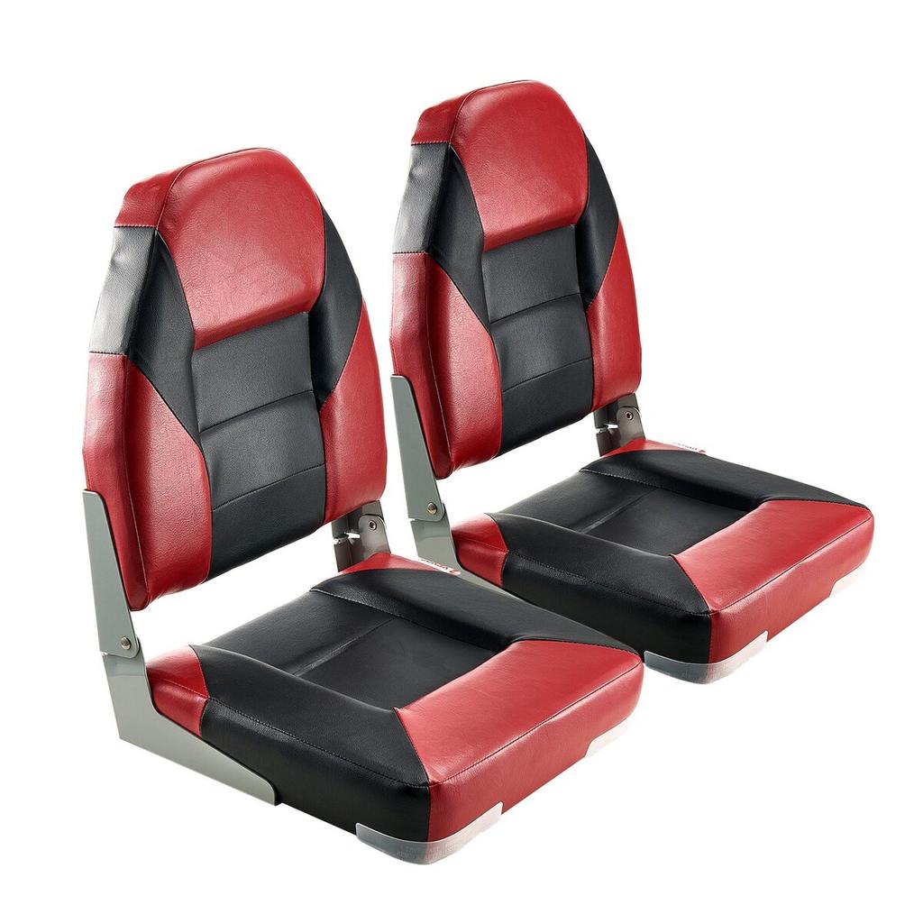 Boat Seat High Backrest Folding Boat Seat Sponge Cushion Black & Red
