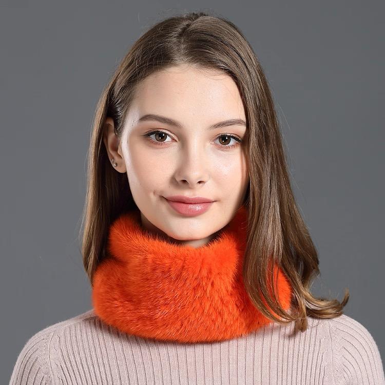 Elegant Women's Hand Knitted Rabbit Fur Breathable Animal Print Scarf Braided Collar Headband Short Winter Warm Snood Elastic