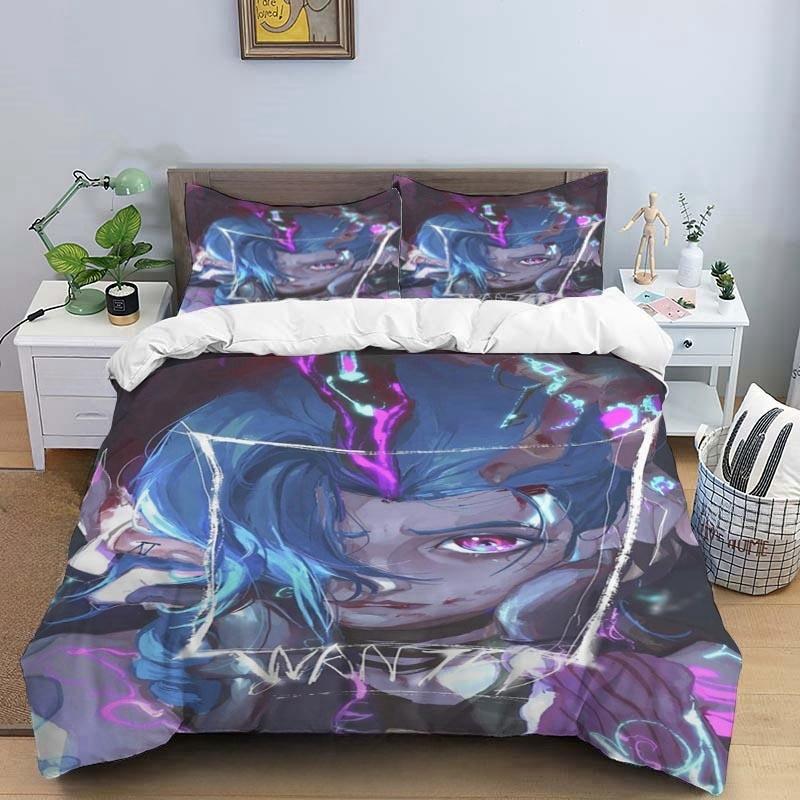 Cartoon Game Jinx Arcane_ League of Legends Комплект постельного белья King Twin Double Child 3 Piece Micofiber или Polyester Duvet Cover Sets