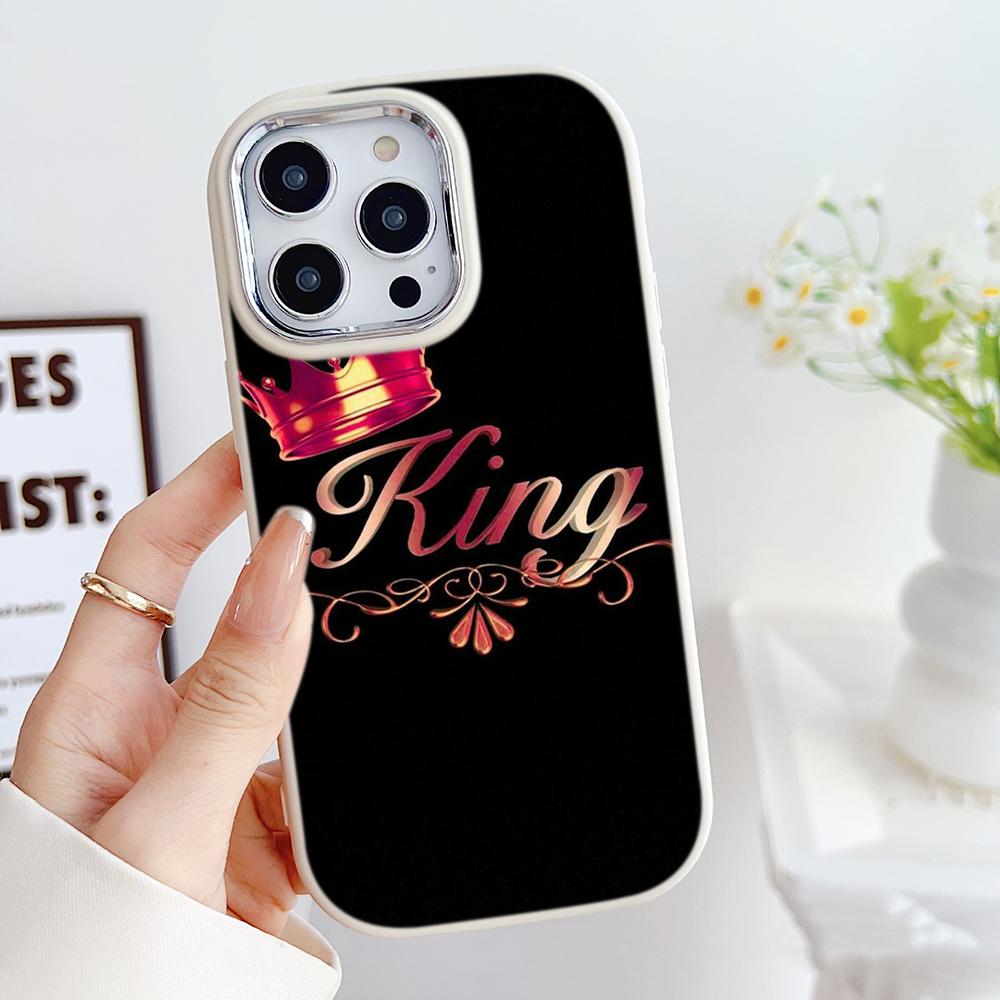 LZ29 Королева король корона пара мягкий чехол для телефона Samsung S24 Ultra S23 Plus S21 FE A16 A54 A34 A05 Infinix Hot 40 30i защита объектива противоударный чехол