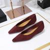 Simple and Comfortable Suede Pointed Toe Low-heeled Women's Shoes with Shallow Mouth