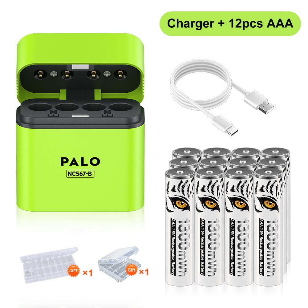 PALO 1.5V AAA 1300мВтч Аккумулятор литиевые батарейки ААА для мыши, игрушки, пульта дистанционного управления, микрофона + быстрая зарядка TYPE-C