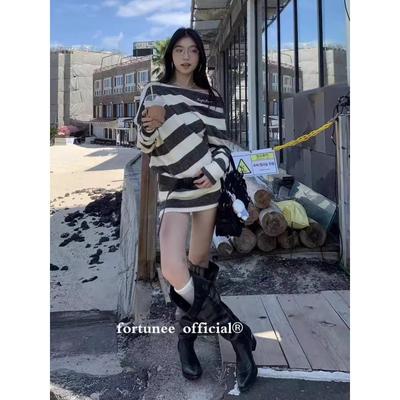 Версия из овчины~ остроносые ковбойские сапоги в западном стиле, тонкие ретро плиссированные сапоги-чулки, женские сапоги до колена на толстом каблуке