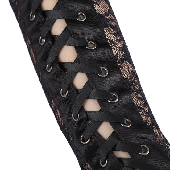 1 пара женских перчаток на Хэллоуин на шнуровке, ажурные кружевные перчатки на половину пальца с тонкой цветочной вышивкой для вечеринок, косплей, перчатки для ролевых игр