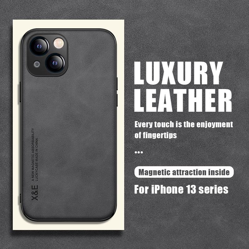 Магнитный кожаный чехол для iPhone 13 14 Pro Max 12 11 Pro XS Max X XR 8 7 Plus SE 2 2022, роскошный матовый тонкий задний чехол из овчины