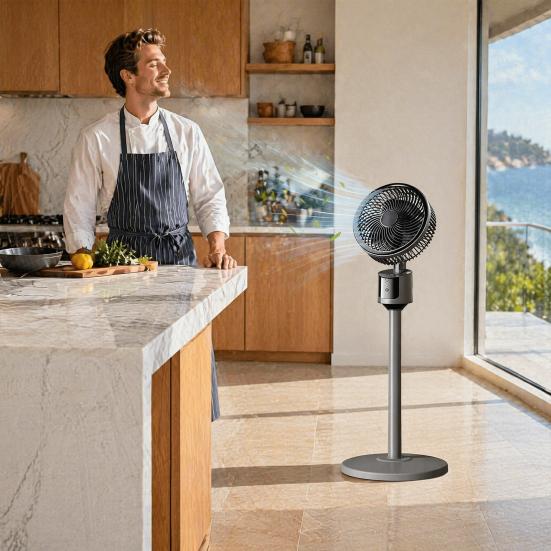 Large Room Fan Mini Floor Fan, Portable USB Air Circulation for Home Office, 3 Safe Cooling Speed Quiet Stand with 5m Airflow, Wide Angle Oscillating