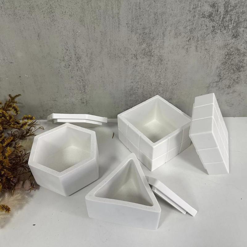 Storage Box Mold Hexagon Silicone Mold DIY Aromatherapy Gypsum Candle Jar Jewelry Box Epoxy Resin Molds Home Decorations