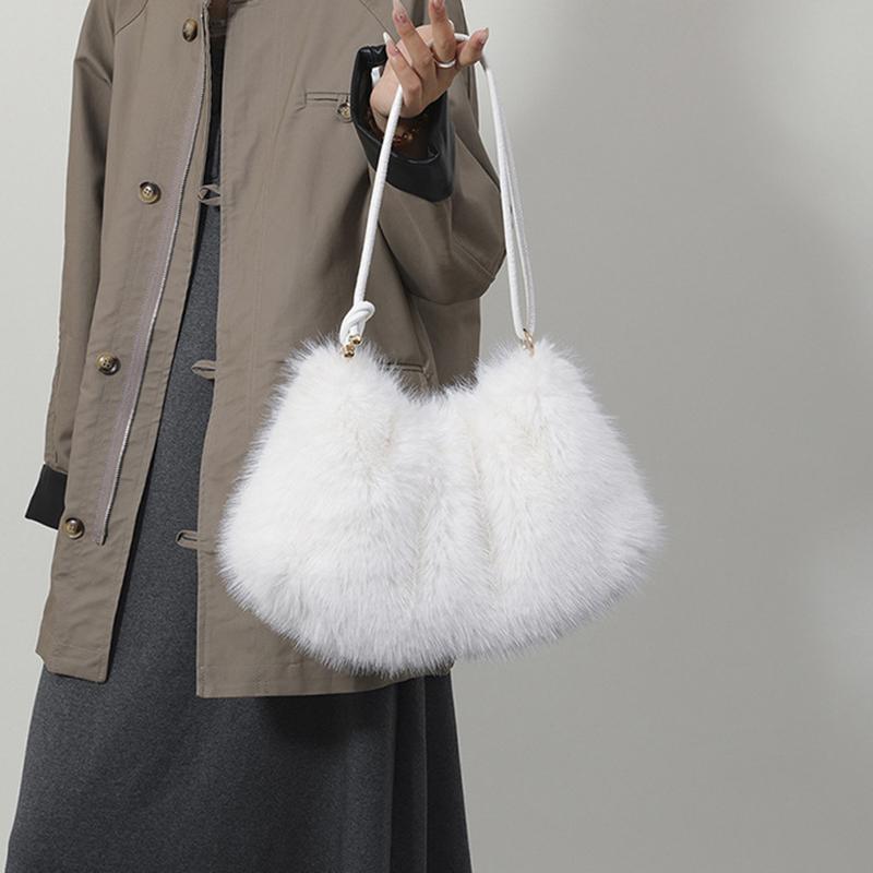 Yogodlns Женская осенне-зимняя сумка из искусственного меха, модная, универсальная, с плюшевой сумкой, однотонная, большой вместимости, на молнии, на плечо