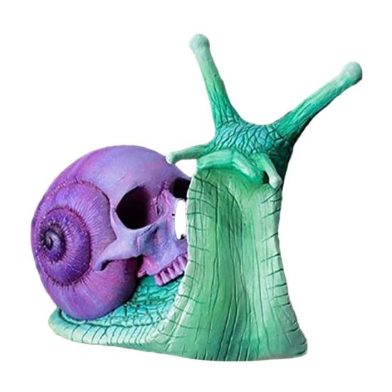 Садовая статуя улитки-черепа, Хэллоуинская скульптура улитки-черепа из смолы, готическая улитка-скелет, украшение для патио, газона, дома, офисного стола