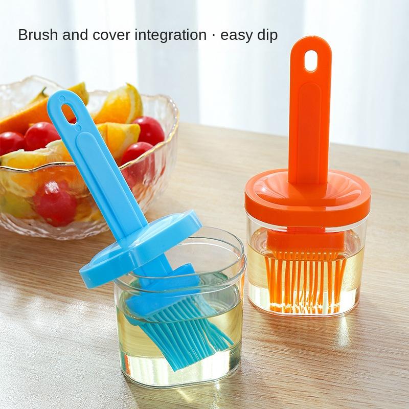 Household Silicone Oil Brush with Bottle Small Oil Pot Kitchen High Temperature Baking Magic Plastic All-in-one Barbecue Oil Bottle Brush
