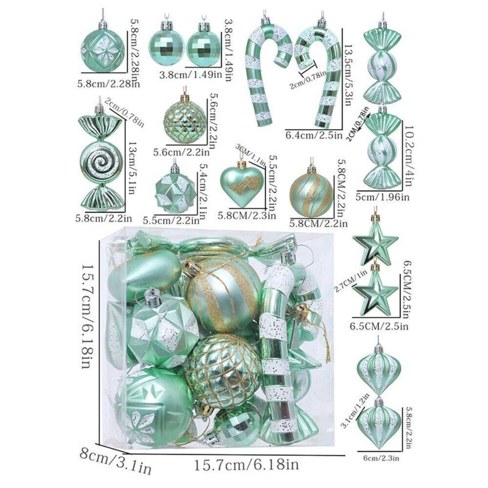 16Pcs Plastic Christmas Tree Decorations Cartoon Christmas Tree Pendant NEW Xmas Hanging Ball Set