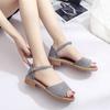 2024 Sandals Women's Summer New Korean Fashion Sandals Women's Solid Color Buckle Student Sandals