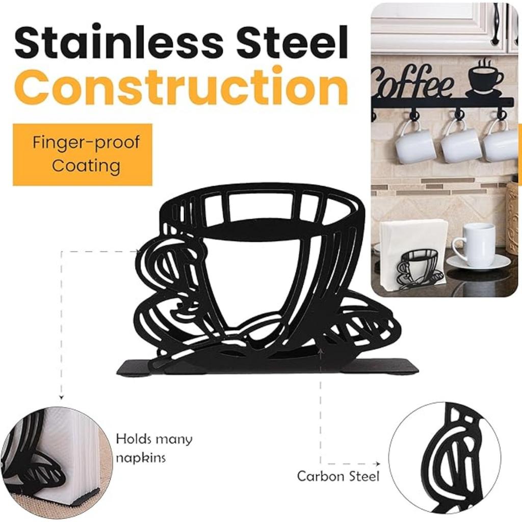 Подставка для бумажных салфеток для кухонных столов и столешниц | Черная оцинкованная подставка для салфеток | Декор для кофейни и ресторана