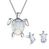 Fashion Cute Sea Turtle Necklace Earrings  Sets Trendy Animal Blue Opal Stud Earrings For Girl Women Wedding Band Gifts