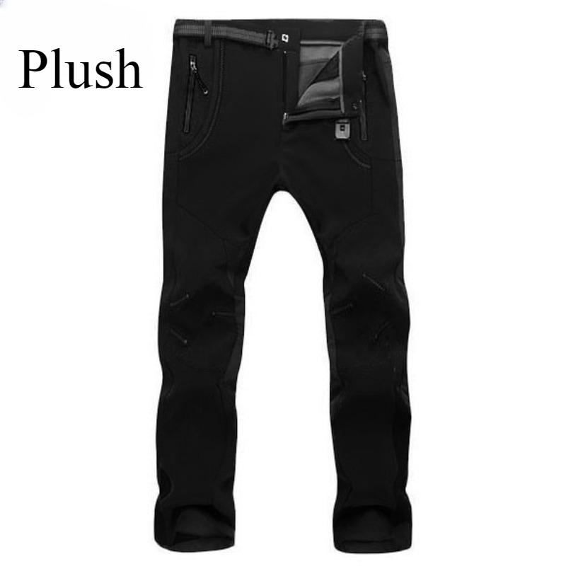 Мужские эластичные флисовые зимние теплые брюки Softshell для треккинга, скалолазания, пешего туризма, кемпинга, рыбалки, спортивные тренировочные брюки большого размера