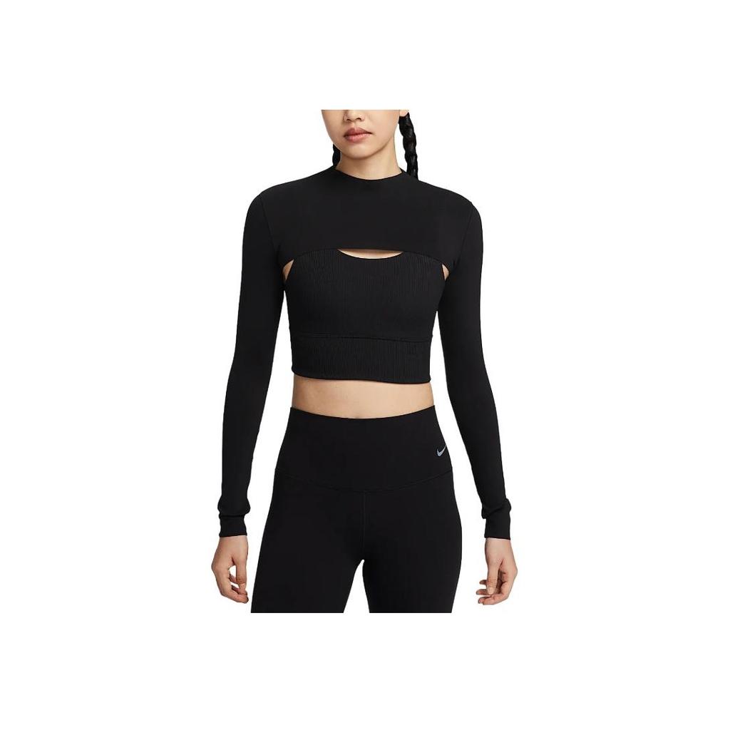 Nike Zenvy Dri-Fit Быстросохнущий Пуловер с Длинным Рукавом Модные Женские Топы Черный HJ1862-010