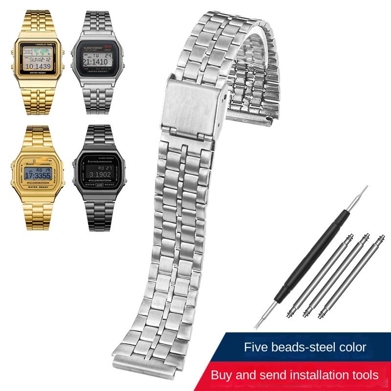 Ретро Маленький Квадратный Металлический Ремешок Для Часов CASIO A159w-n1 A158WA/168 LA670 AE-1200/W-218H/F84 Браслет Нержавеющая Сталь 13 18мм
