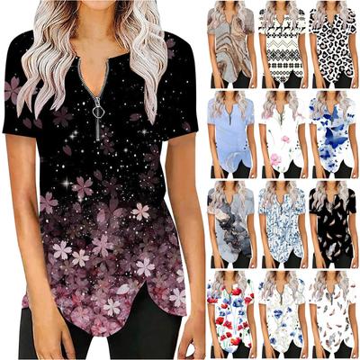 Женский модный повседневный удобный топ с короткими рукавами и принтом