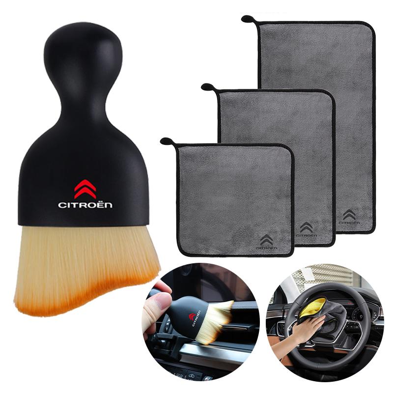 ATW3 Car Crevice Dust Removal Artifact Brush Cleaning Brush Tool Microfiber Towel For Citroen C4 C5 C3 C2 C1 C4L C6 Picasso Saxo VTS
