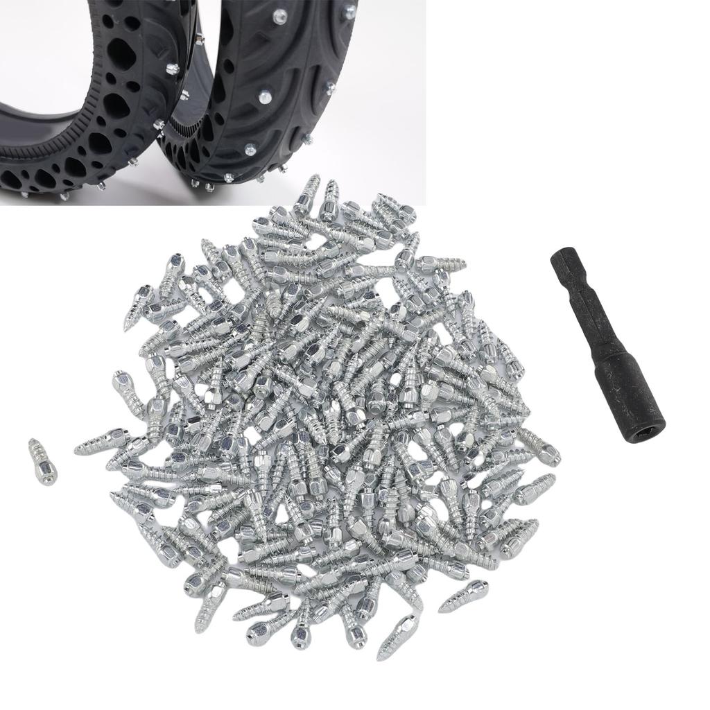 Screw in Tire Studs Anti Slip Anti Abrasive Robust Snow Tire Spikes 12mm Steel with Installation Tool for Motorcycle