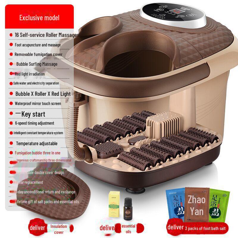 Подогреваемая ванна для ног с роликовым массажем и терапией красным светом