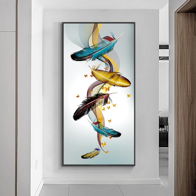 Золотое перо абстрактная картина на холсте плакаты на скандинавскую тему и принты настенные художественные картины для гостиной домашний декор без рамки