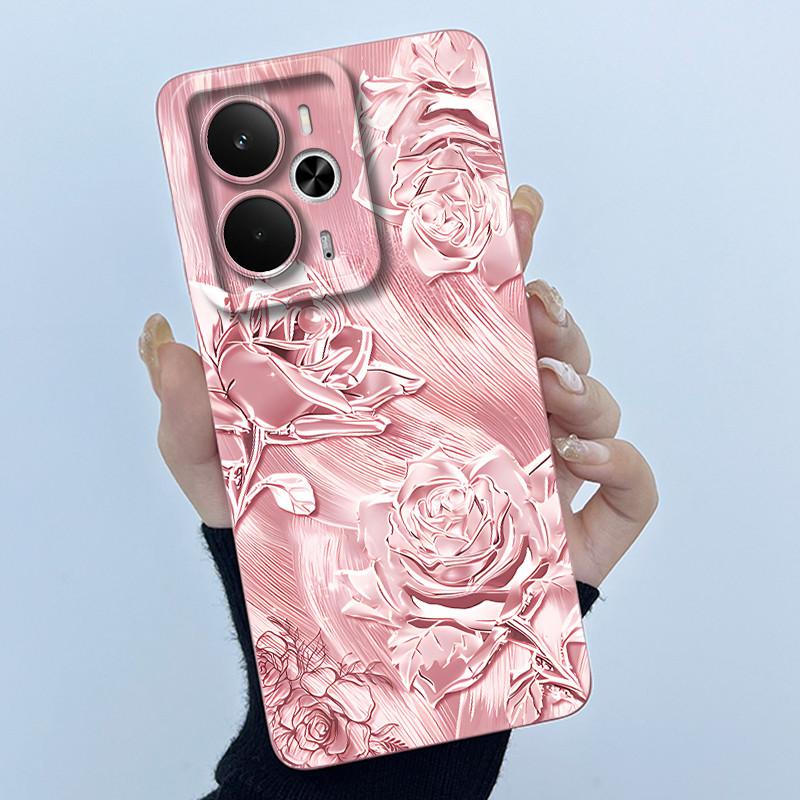 Чехол для телефона Realme 14T 5G Модный Минимализм Масляная живопись Жидкий силикон Мягкая крышка Для Realme 14 Realme14 Противоскользящий Fundas