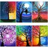 Diy 5D Diamonds Painting Scenery Tree Diamond Embroidery Full Round  Resin Landscape Rhinestone Mosaic Flowers Home Decor