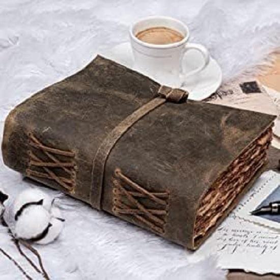 Leather Journal Vintage Leather Bound Journal Handmade Antique Deckle Edge Paper Leather Sketchbook Book
