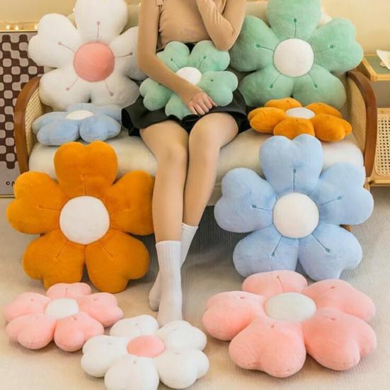 Throw Pillow Wear Resistant Washable Non-Fading Aesthetic Flower Shaped Floor Pillow Decorative Cushion Sofa Couch Decor