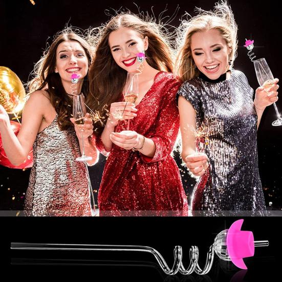 6Pcs/Set Disco Straws Disco Ball Distinctive Reflective Mirror Spiral Shape Disco Party Decorations Bachelorette Straws Cup Accessories