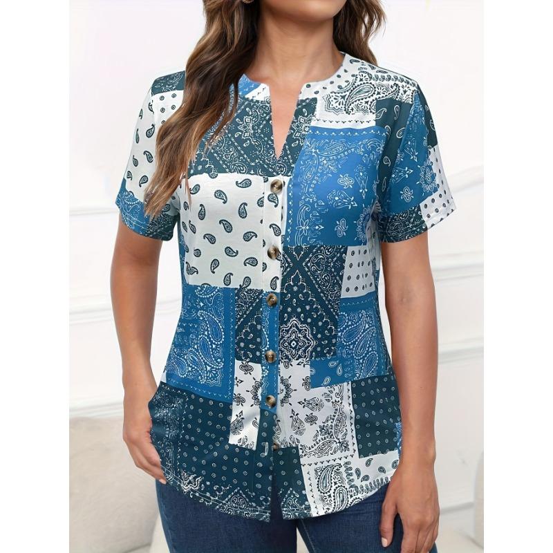 JKASHDK Женские модные повседневные летние весенние блузки и рубашки с v-образным вырезом с короткими рукавами