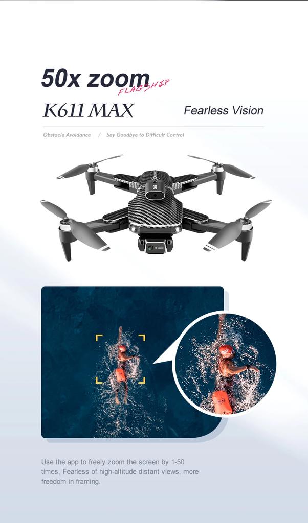 K611 MAX Drone Profissional Brushless Obstacle Avoidance 8K Двойная камера Оптическое позиционирование потока Складной летательный аппарат FPV 2024 Дрон