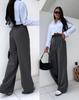 2025 Осень Европейские и американские повседневные брюки однотонной расцветки с высокой посадкой