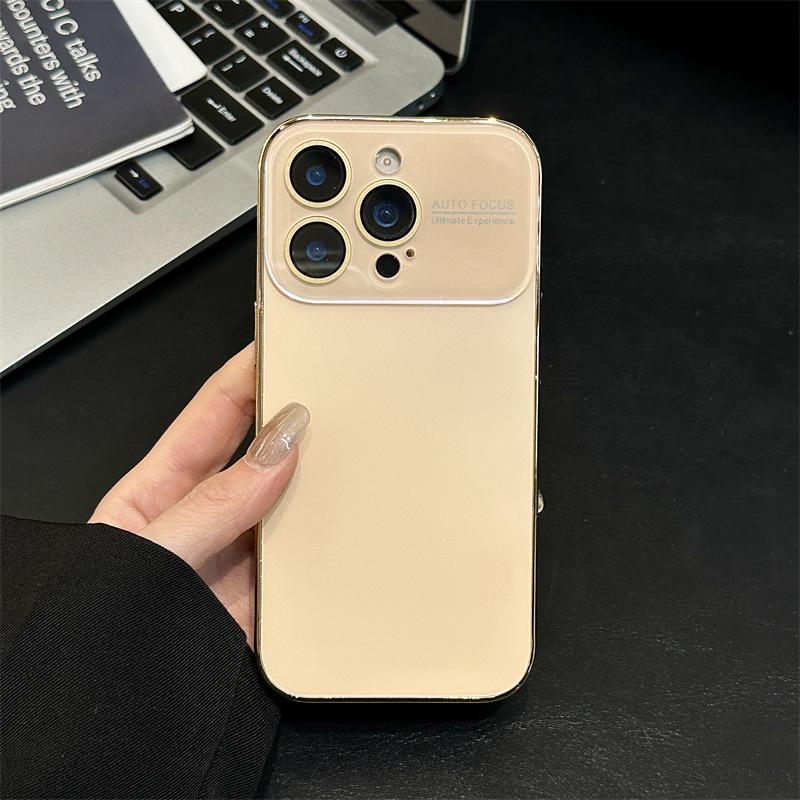 Гальванизированный чехол для телефона с большим окном для iPhone 17/16/15/14/Pro Max с защитой камеры