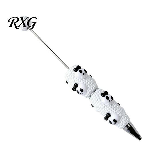Pumpkin Shaped Ballpoint Pens Halloween Rhinestone Beadable Pen, DIY Sparkly Cat Ghost Plastic Beaded Spooky Stationery Glitter Black Ink Pen